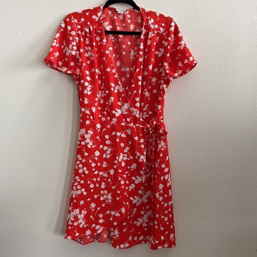 J.Crew Size 10 Orange White Floral A-line Wrap Dress New without tags